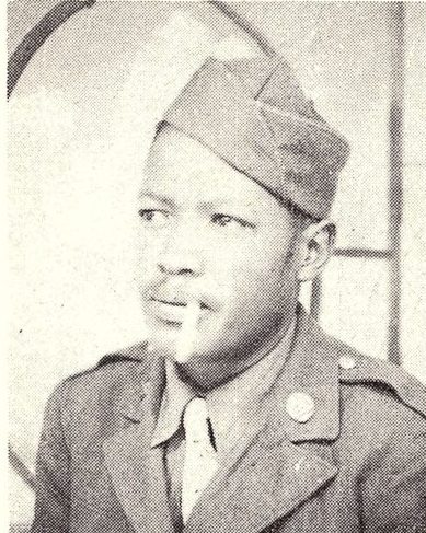 SANDERS, THURMAN Sgt. Thurman Sanders, son of Mr. and Mrs. Howard Sanders, Midland, husband of Eloise Hemphill, attended Washington Carver Col. School. Entered Army, 1941, trai~ed in Okla., Pa. and La. Served in EAME and AP. Awarded AP, Victory Ribbons and 5 Overseas Serv. Bars. 