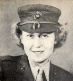 Cpl. Sarah Amos, US Marine Corps. She was the daughter of Mrs. Jessie Thomas Smith, of Gilmer Texas. She attended ETSTC. She entered the Marines in 1943, she trained at Cherry Point, N.C. She served in U.S. and was discharged in 1944.