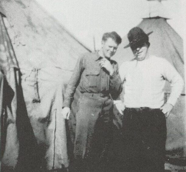 This photo would have been taken in 1940 at Tent City, Savannah Army Air Base. On the Left was Sergeant Eugene s. Dawson, on the right, was Corporal Robert "Red" L. Baltzer.